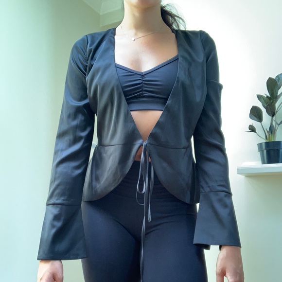 Satin tie-front blouse - Picture 3 of 8